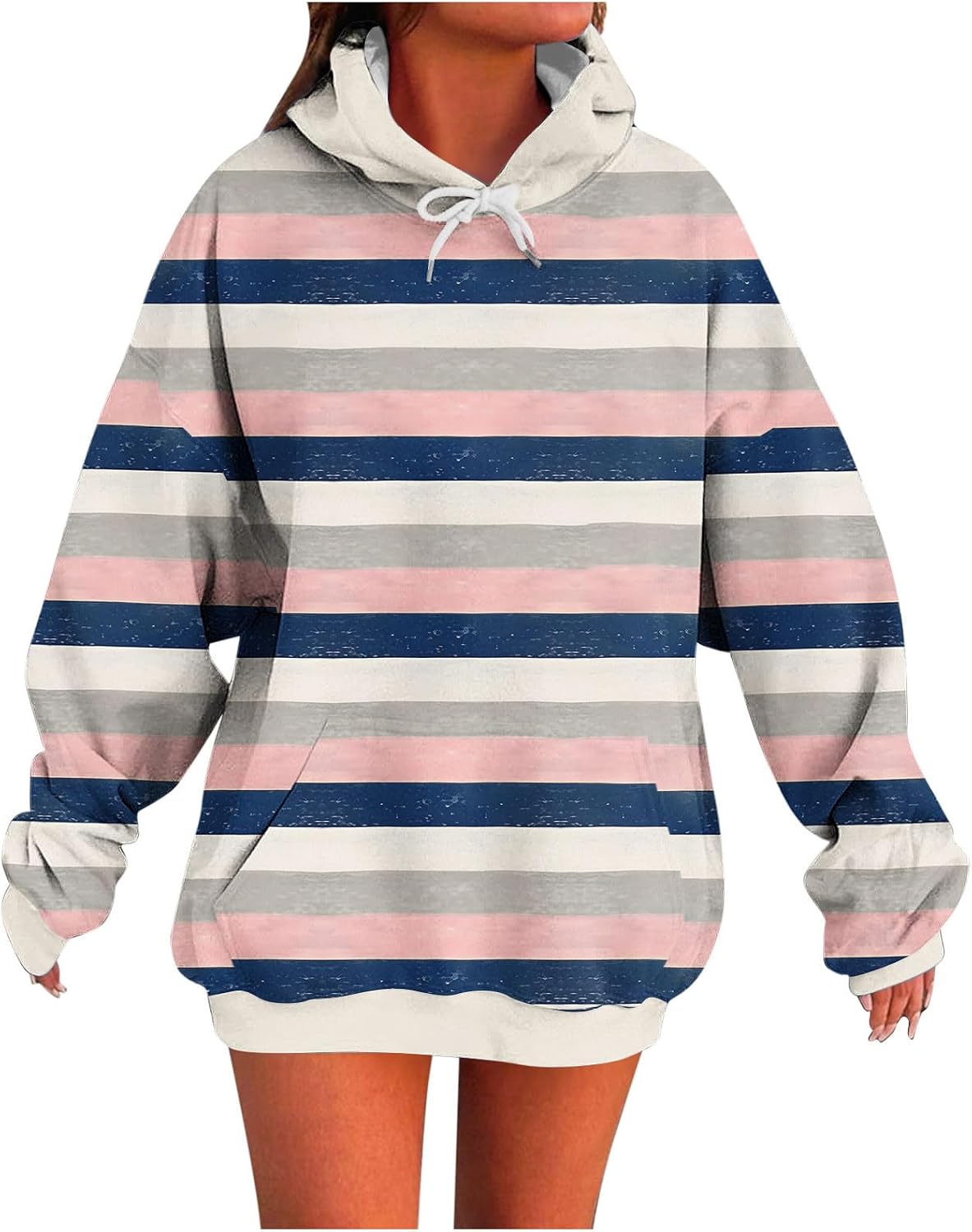 Womens Fall Hoodie Color Block Oversized Thin Fleece Lined Hooded Sweatshirt Loose Casual Comfy Sports Outfits Tops