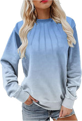 Sweatshirt for Womens Crew Neck Long Sleeve Gradient Pullover Tops Soft Outfits Casual Lightweight Pleated Clothes
