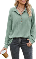 Women's Sweatshirts Casual Long Sleeve Lapel Sweatshirt Loose Fit Solid Color Button Trendy Pullover Top 2025