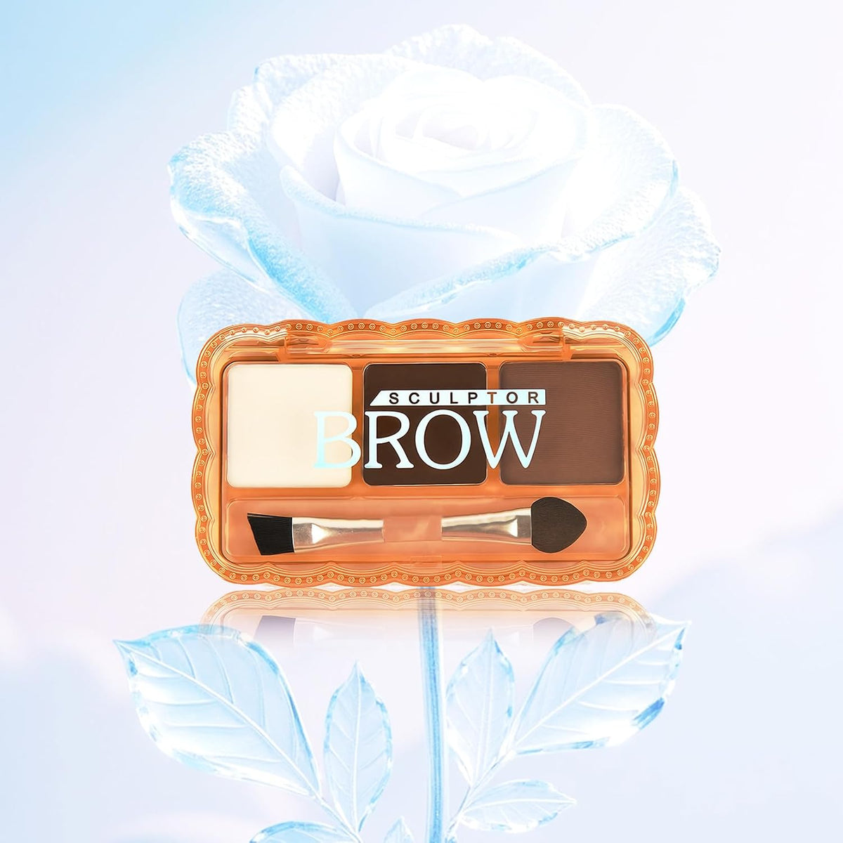Brow Powder for Eyebrows,Long-Lasting Matte,Eye Shadow and Contouring Three-in-one,Soft and Natural,Helps Enhance & Define Brows,Compact Size,Includes Applicator Brush,2#Light brown&Dark Brown