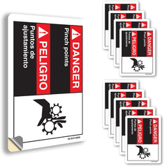 Danger Pinch Points (Bilingual Spanish) ANSI Danger Aluminum Sign 10 Inch x 7 Inch - 10 Pack