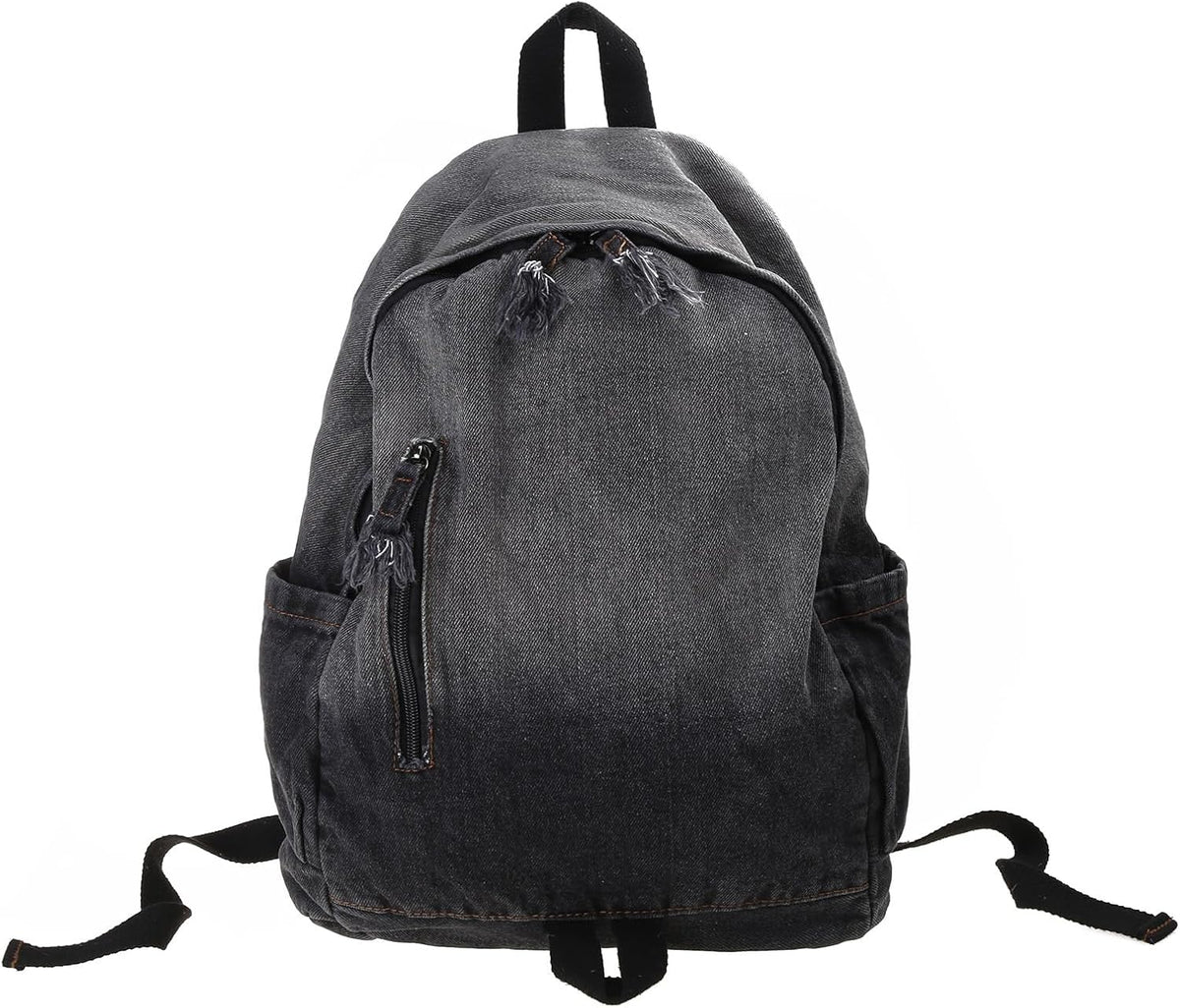 TEMKIN Portable Backpack Large Capacity Daypack Schoolbag Double Shoulder Rucksack All-Match(Black)