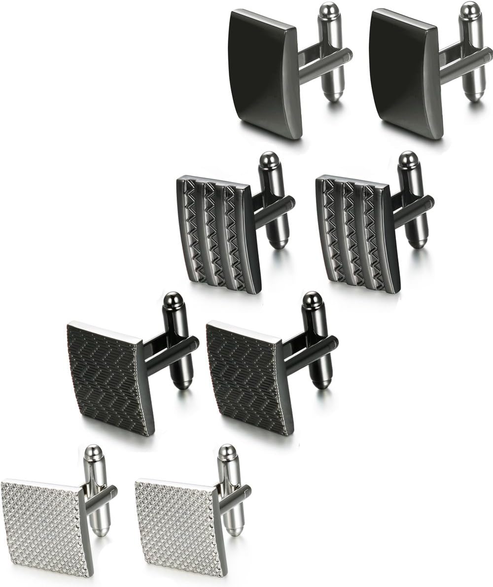 FIBO STEEL 4-8 Pairs Wedding Business Classic Cufflinks for Men Unique Cufflink Set Mens