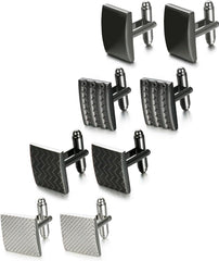 FIBO STEEL 4-8 Pairs Wedding Business Classic Cufflinks for Men Unique Cufflink Set Mens