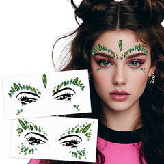 Poison Ivy Face Jewels Devil Face Costume Accessories Face Gem Jewel 2-Pack Festival Headpiece Stick On Gems, Black