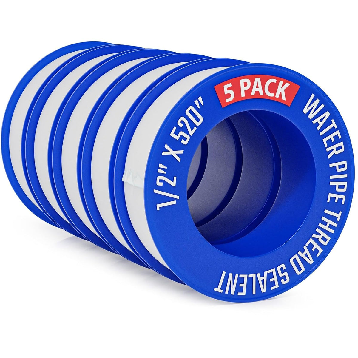 Teflon Tape 4 Rolls 1/2 Inch(W) X 520 Inches(L) Teflon Duct Sealant Tape for Shower Head, Plumbing Thread Tapes, Water Pipe Sealing Plumbers PTFE Thread Seal, Pipe Dope Plumbers Accessories