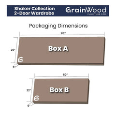 Grain Wood Furniture Shaker 2-Door Solid Wood Armoire - 41x72x22