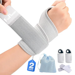 Carpal Tunnel Wrist Brace for Right Left Hand 2 Pairs, Wrist Support Wraps for Women Men, Adjustable Wrist Brace for Tendonitis, Arthritis, Weightlifting, Sports, Day Night Support, Pink&Black