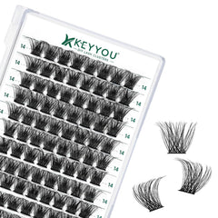 Lash Clusters 96pcs Individual Lashes Y02 D Curl 8-12MIX Cluster Lashes KEYYOU Volume Wispy Lash Extension Soft&Comfortable Easy DIY at Home(Y02,D-8-12MIX)