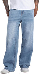 Men's Non-Stretch Loose Fit Wide-Leg Super Baggy Long Jeans Denim Pants
