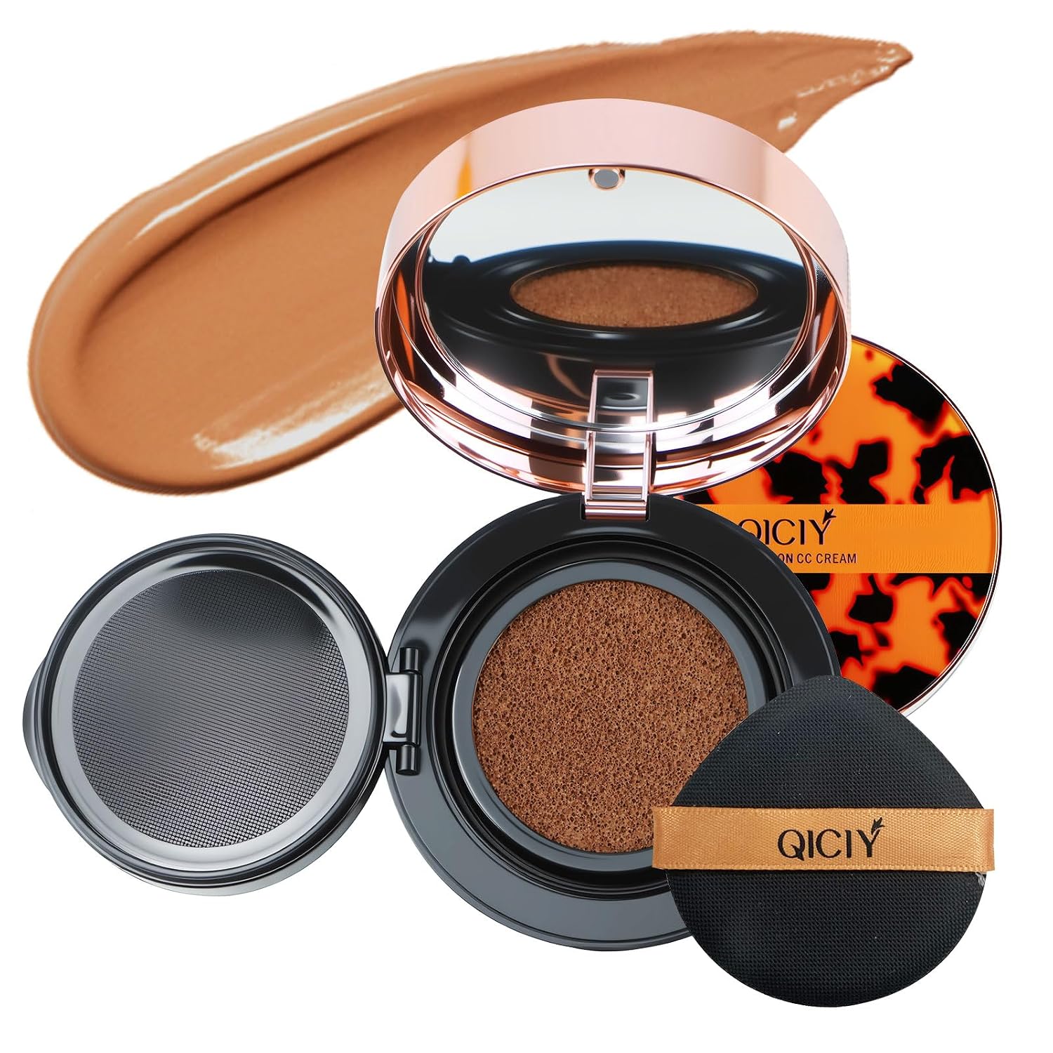 QueenDiary Moisture Cushion CC Cream Foundation for Mature Skin - Flawless Concealer BB Cream, Long-Lasting Waterproof Air Cushion CC,Lightweight, Buildable Coverage, Semi-Matte (Nude)