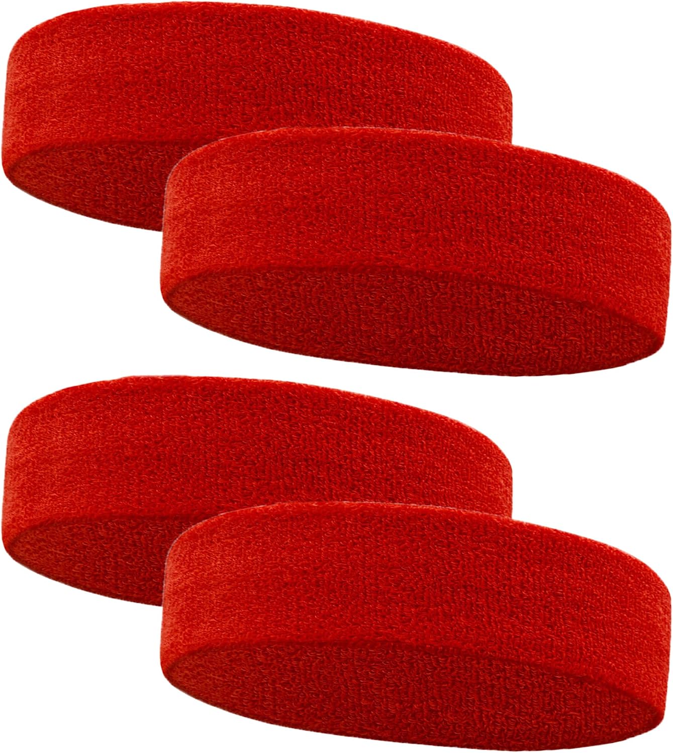 4 Pack Sweatbands Sports Headband for Men and Women, Moisture Wicking Athletic Workout Headband for Running, Tennis, Basketball, Yoga, Gym Stretchy Unisex Sweatband