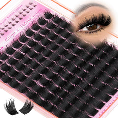 JIMIRE Lash Clusters Kit 12-18MM D Curly Lash Extension Kit Volume Cluster Eyelash Extension Kit with Lash Bond and Seal Spiky Volume Eyelash Clusters with Bottom Lash Clusters