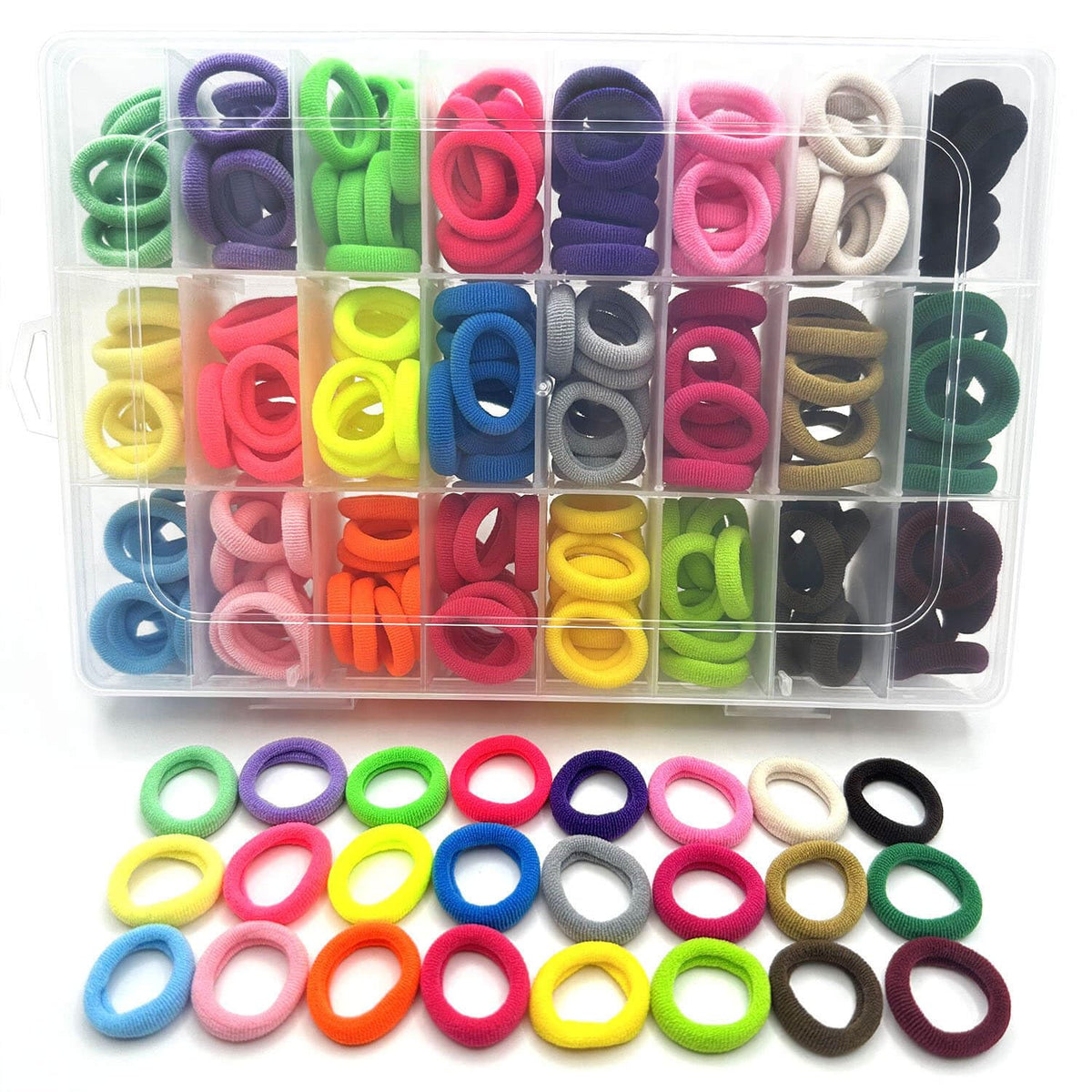 288 Pcs Toddler Hair Ties, Soft Seamless Cotton Hair Ties, Multicolor Small Hair Bands for Little Girls and Kids, Elastic Hair Accessories Ponytail Holders (Bright Color)