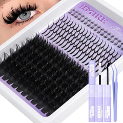 JIMIRE Lash Clusters Kit 12-18MM D Curly Lash Extension Kit Volume Cluster Eyelash Extension Kit with Lash Bond and Seal Spiky Volume Eyelash Clusters with Bottom Lash Clusters