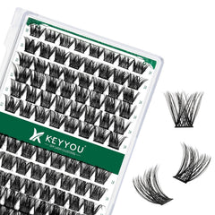 Lash Clusters 96pcs Individual Lashes Y02 D Curl 8-12MIX Cluster Lashes KEYYOU Volume Wispy Lash Extension Soft&Comfortable Easy DIY at Home(Y02,D-8-12MIX)