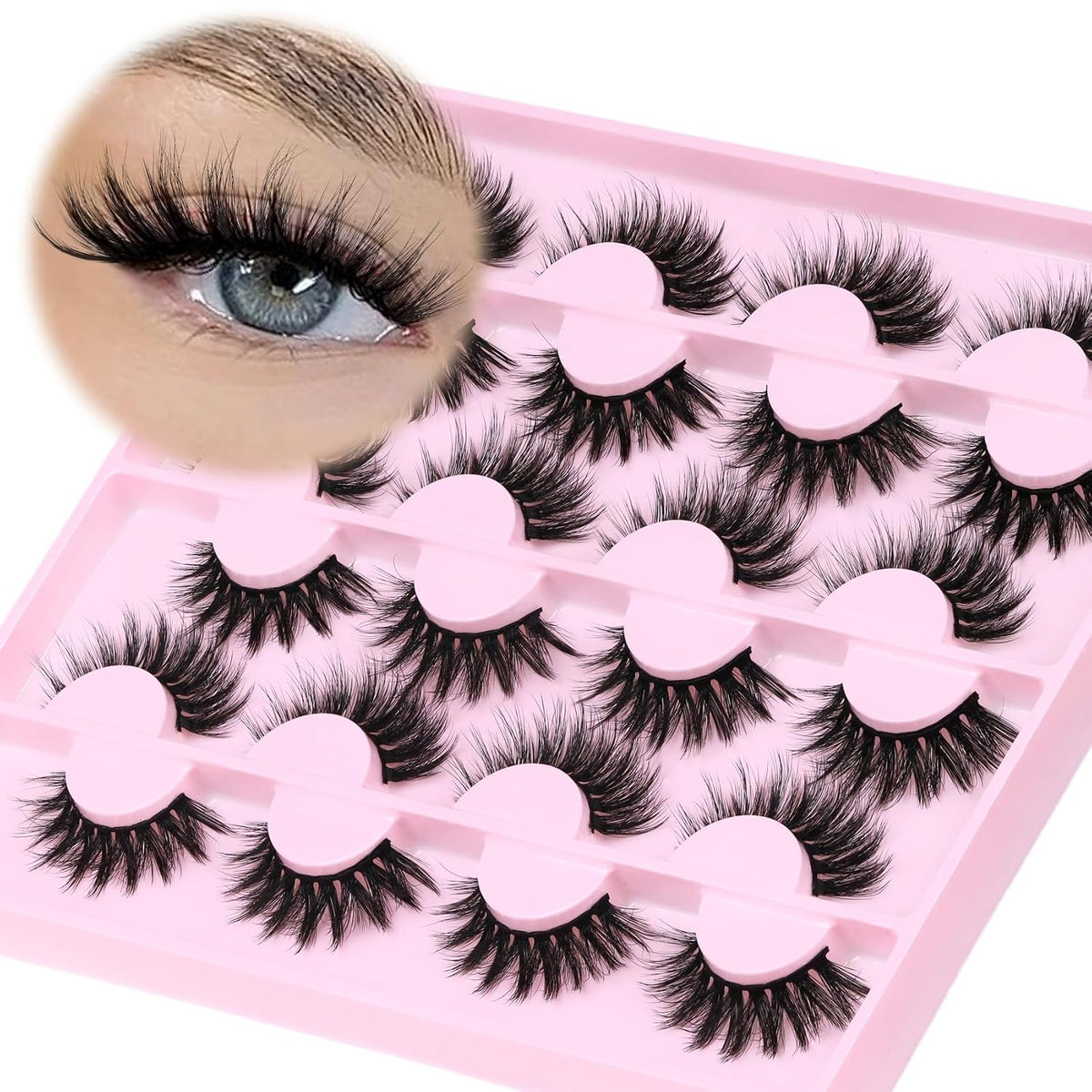 Veleasha Lashes Wispy Eyelashes 12 Pairs Natural Look False Eyelashes 100% Handmade Soft Lashes Strips (Dopamine Yellow)