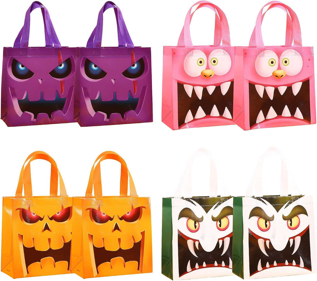 Halloween Treat Bags,Halloween 8PCS Gift Bags with Handles,Middle Size (Design A)