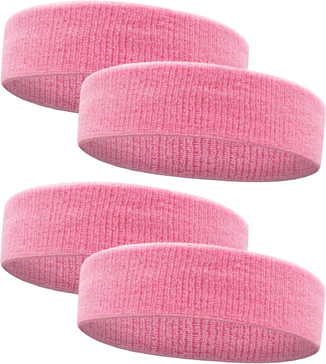 4 Pack Sweatbands Sports Headband for Men and Women, Moisture Wicking Athletic Workout Headband for Running, Tennis, Basketball, Yoga, Gym Stretchy Unisex Sweatband