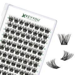 Lash Clusters 96pcs Individual Lashes Y02 D Curl 8-12MIX Cluster Lashes KEYYOU Volume Wispy Lash Extension Soft&Comfortable Easy DIY at Home(Y02,D-8-12MIX)