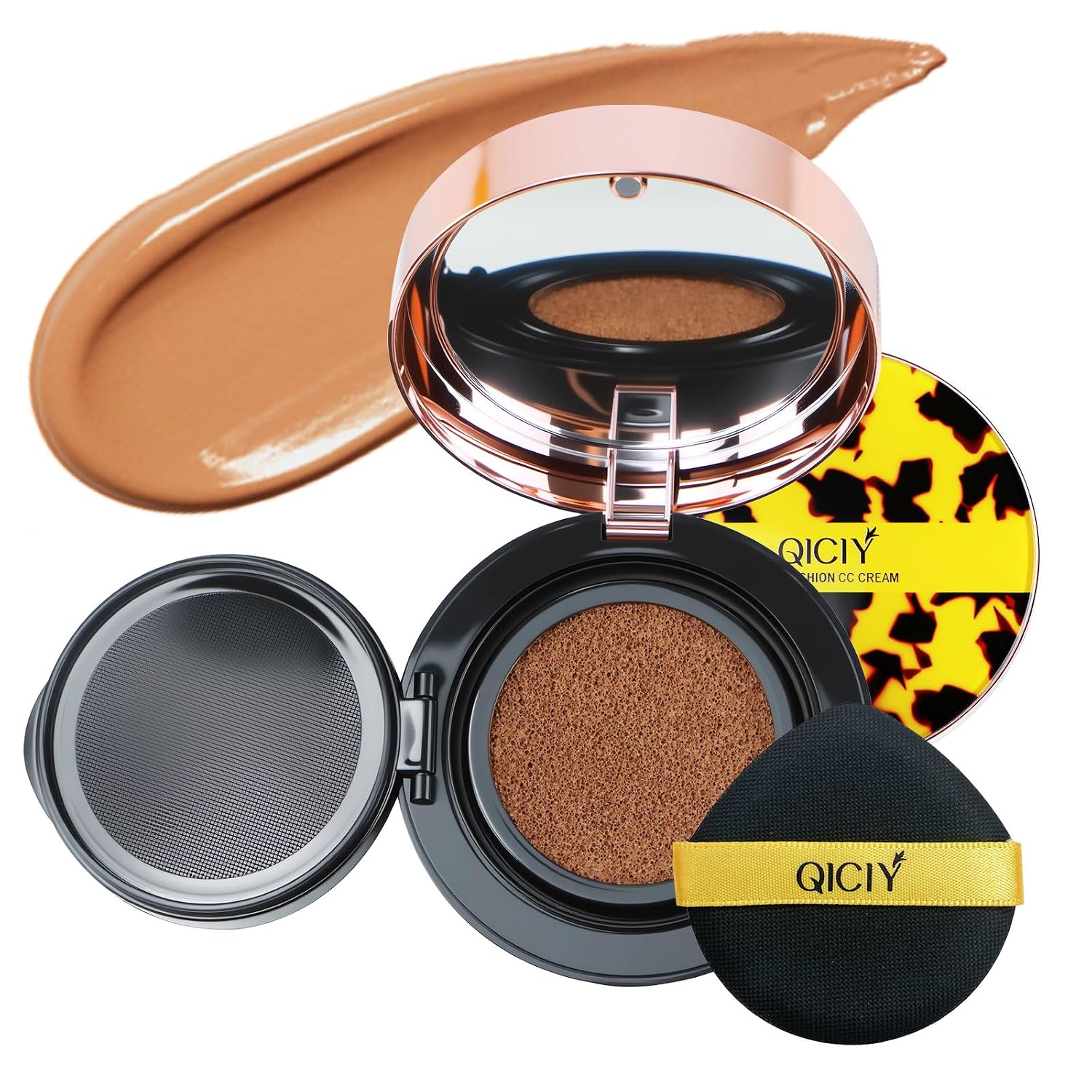 QueenDiary Moisture Cushion CC Cream Foundation for Mature Skin - Flawless Concealer BB Cream, Long-Lasting Waterproof Air Cushion CC,Lightweight, Buildable Coverage, Semi-Matte (Nude)