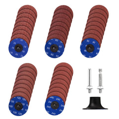 HOMO FABER 55PCS 2 Inch Sanding Discs, 2‘’ Discs with 1/4" Roll Lock Holder, Die Grinder Sanding Disc for Surface Strip Grind Polish Burr Finish-Fine Medium Coarse