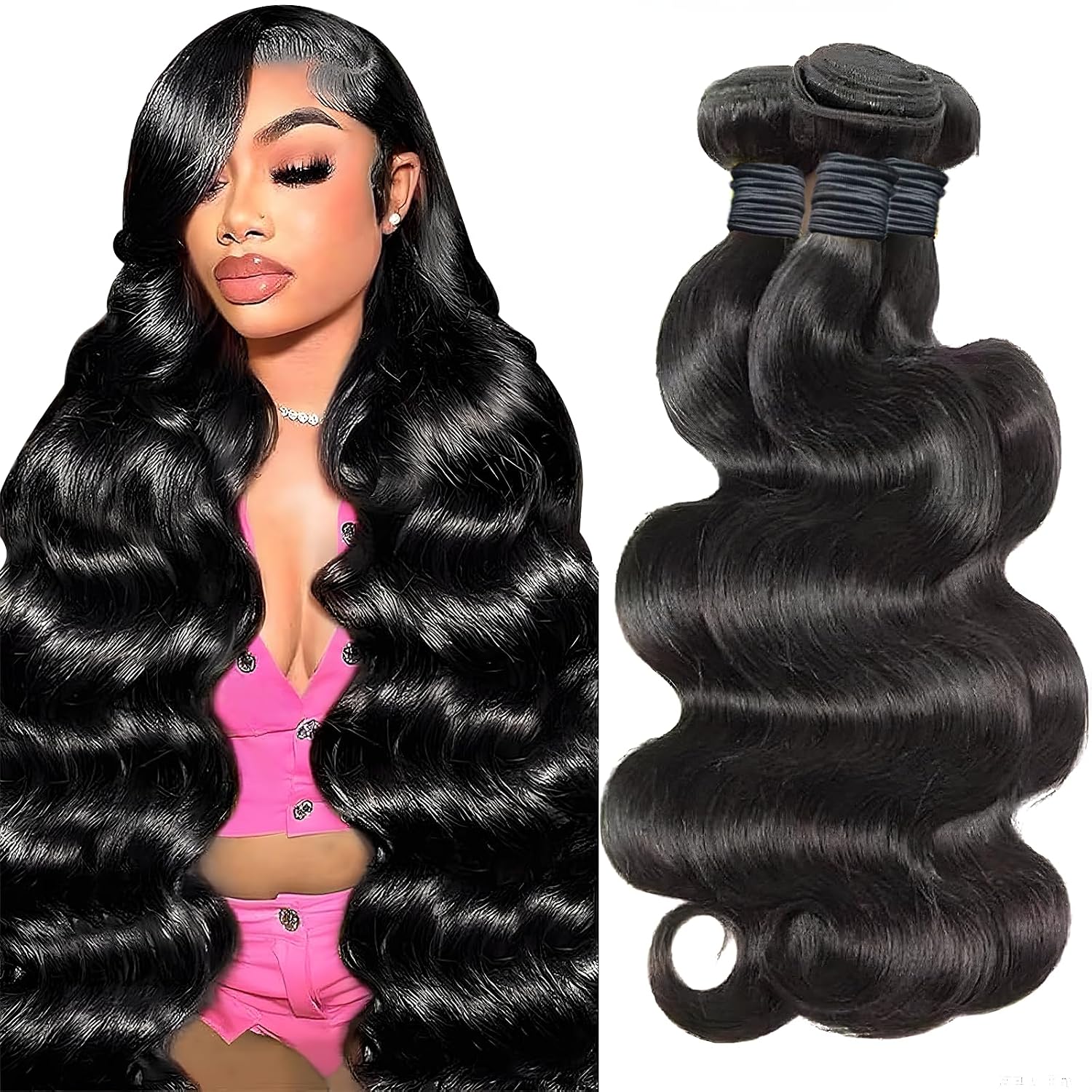 14A Body Wave Bundles Human Hair 18 20 22 Inch 100% BrazilianVirgin Real Raw Human Hair Bundles Body Wave Thick W'eaveNatural Color (18 20 22 inch)