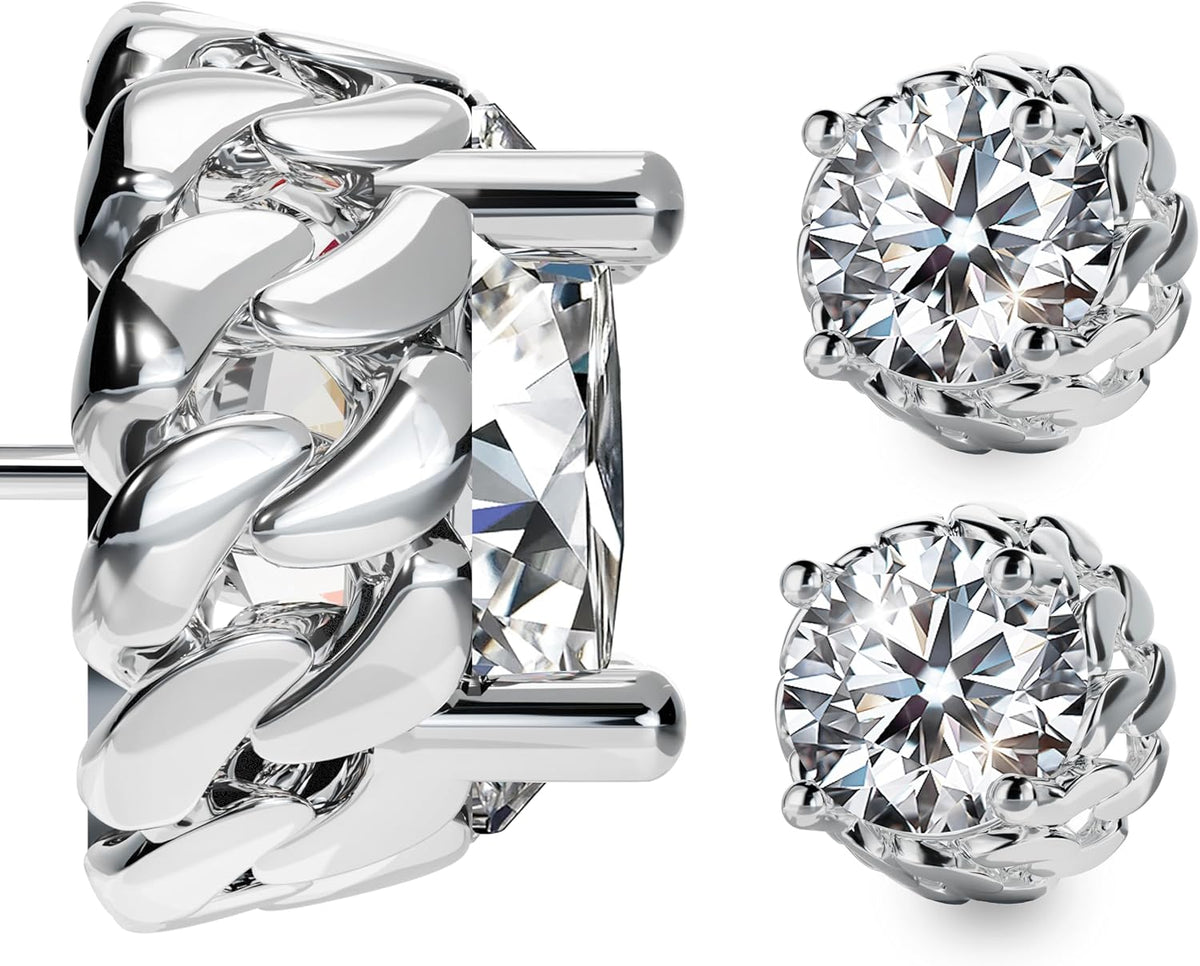 Moissanite Stud Earrings 6.5mm 1.0ct 14K Gold Plated 925 Sterling Silver Lab Round Cut Brilliant Moissanite Diamond Halo Earrings for Women Men Jewelry Gifts