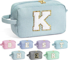 YOOLIFE Birthday Gifts for 4 5 6 7 8 9 10 11 12 13 14 Year Old Girl, Teen Girl Gifts Trendy Stuff, Initial Makeup Bag, Travel Toiletry Pouch, Pink M