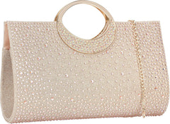 Elegant Rhinestone Clutch Handbag with Crystal Handle, Perfect for Wedding Parties and Formal Events