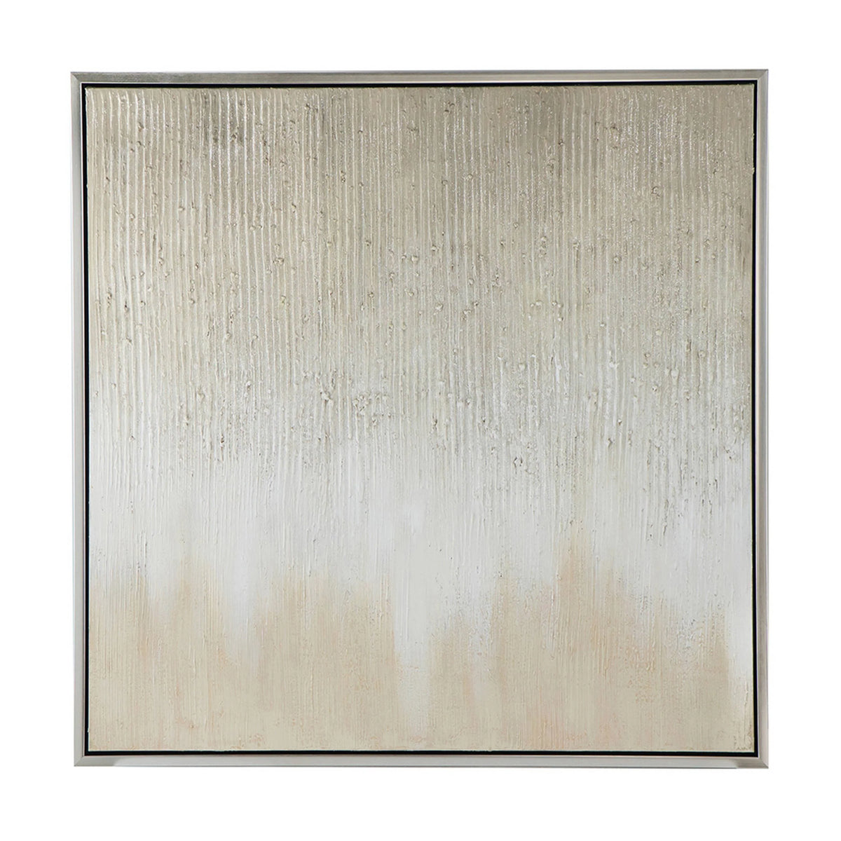 39 x 39 Hand Painted Wall Art, Polyester Canvas, Wood, White and Gold