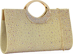 Elegant Rhinestone Clutch Handbag with Crystal Handle, Perfect for Wedding Parties and Formal Events