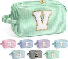 YOOLIFE Birthday Gifts for 4 5 6 7 8 9 10 11 12 13 14 Year Old Girl, Teen Girl Gifts Trendy Stuff, Initial Makeup Bag, Travel Toiletry Pouch, Pink M