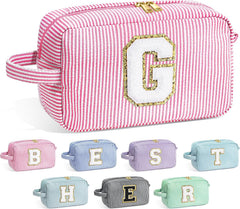 YOOLIFE Birthday Gifts for 4 5 6 7 8 9 10 11 12 13 14 Year Old Girl, Teen Girl Gifts Trendy Stuff, Initial Makeup Bag, Travel Toiletry Pouch, Pink M