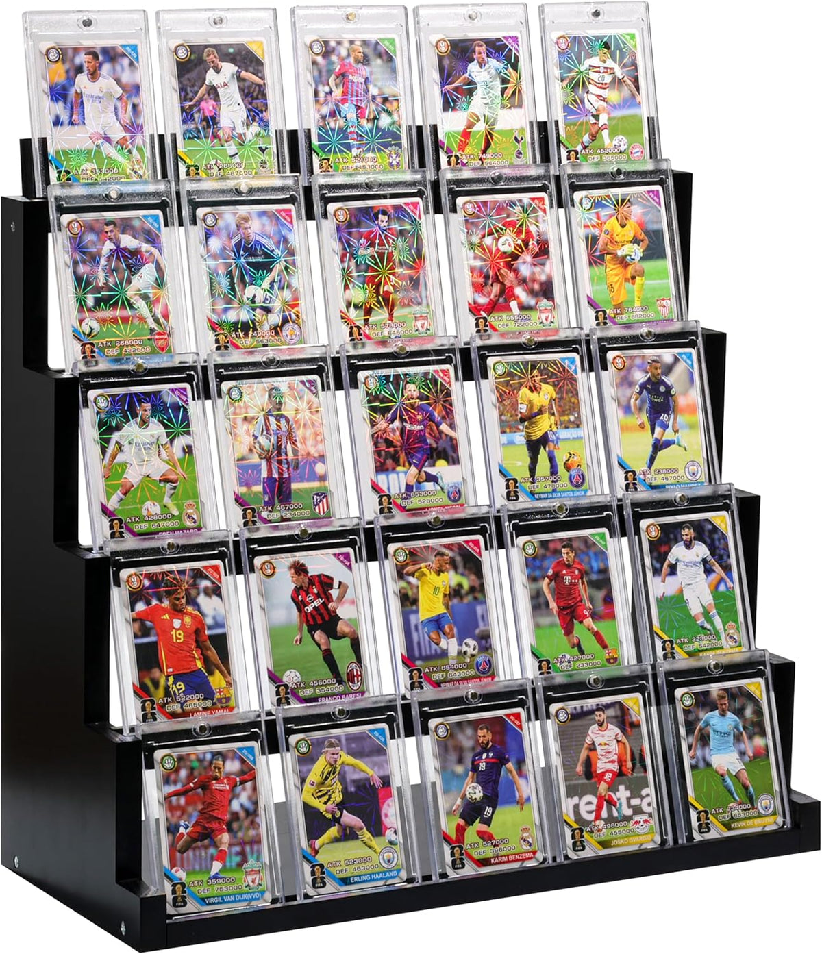 5-Tier Card Display Stand ,Wooden Trading Card Display Case for Graded Cards,Baseball Sports Card Display for PSA CGC SGC BGS Slabs