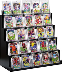 5-Tier Card Display Stand ,Wooden Trading Card Display Case for Graded Cards,Baseball Sports Card Display for PSA CGC SGC BGS Slabs