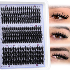 JIMIRE Lash Clusters Kit 12-18MM D Curly Lash Extension Kit Volume Cluster Eyelash Extension Kit with Lash Bond and Seal Spiky Volume Eyelash Clusters with Bottom Lash Clusters