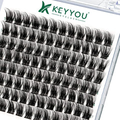 Lash Clusters 96pcs Individual Lashes Y02 D Curl 8-12MIX Cluster Lashes KEYYOU Volume Wispy Lash Extension Soft&Comfortable Easy DIY at Home(Y02,D-8-12MIX)