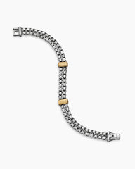 Double Box Chain Bracelet in Sterling Silver with 18K Yellow Gold, 10.5mm