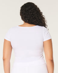Ribbed Square-Neck Baby Tee-white