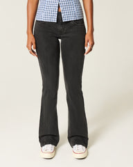 Low-Rise Washed Black Boot Jeans-washed black