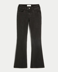 Low-Rise Washed Black Boot Jeans-washed black