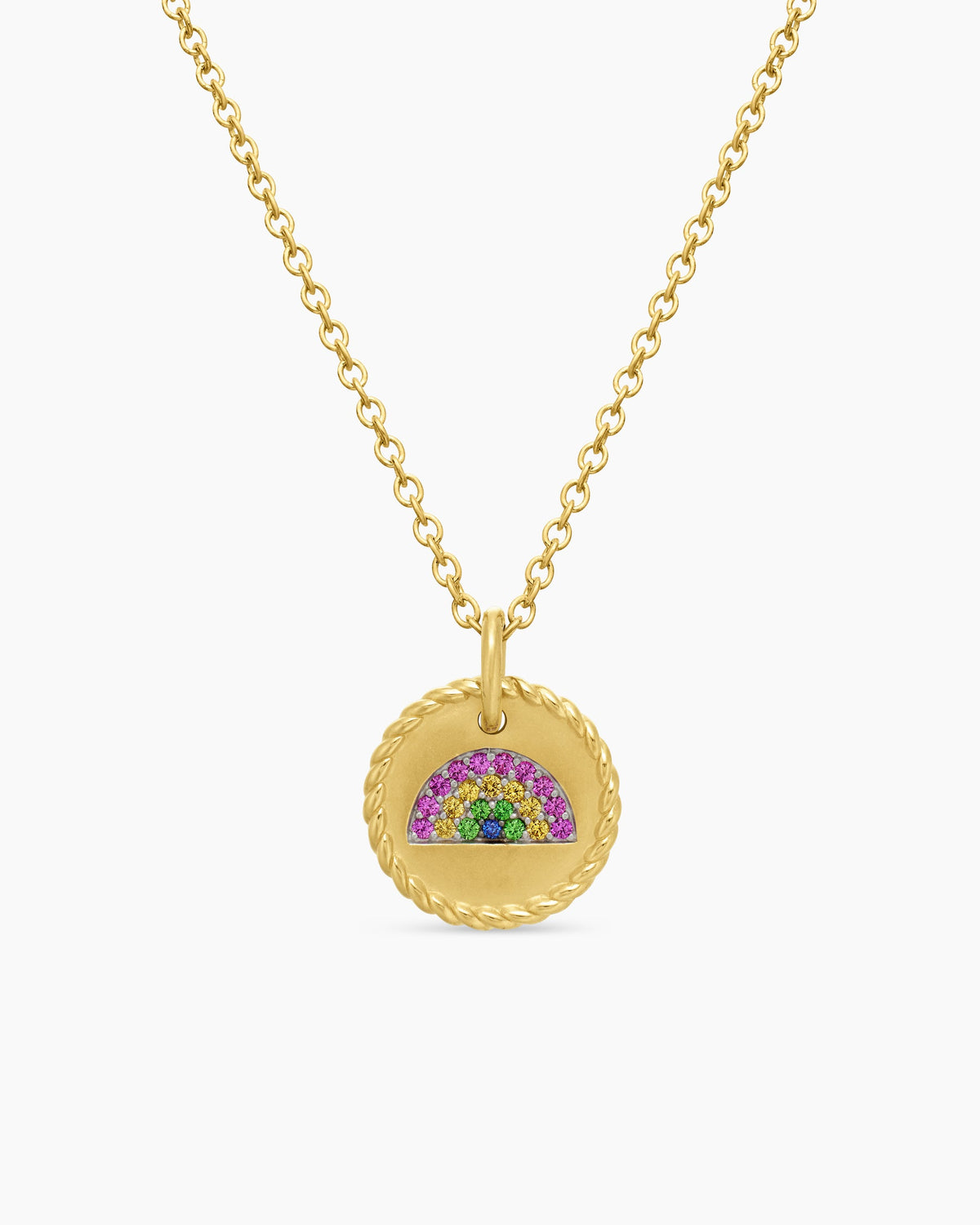 Cable Collectibles® Rainbow Necklace in 18K Yellow Gold with Pavé Sapphires and Tsavorites, 11mm