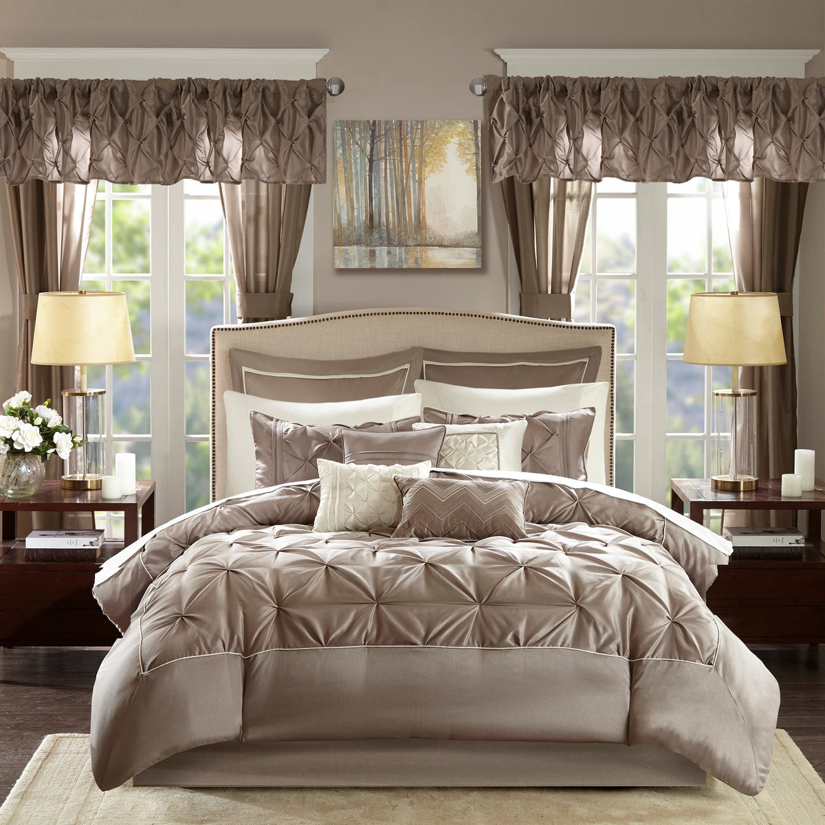 Madison Park Essentials Loretta 24-Piece Room in a Bag with Window Panels and Sheet Set