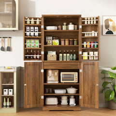 Farmhouse Kitchen Pantry Storage Cabinet with Door Shelves