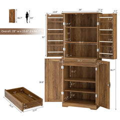 Farmhouse Kitchen Pantry Storage Cabinet with Door Shelves