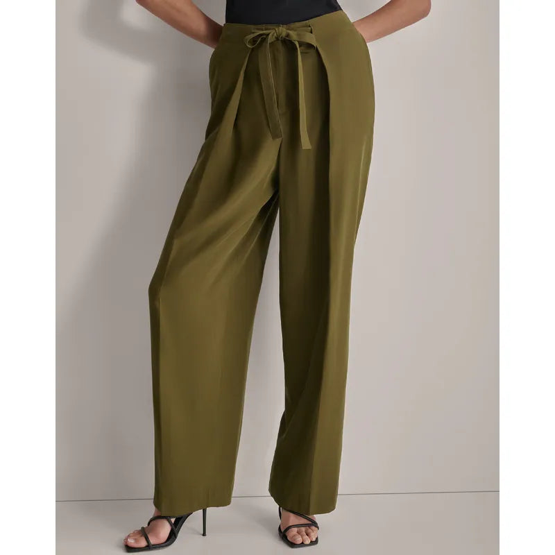 DKNY Tie Front Twill Trousers