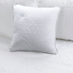 Cozy Line Solid White Chic Brocade Matelasse Medallion Floral 6 Piece Microfiber Daybed Quilt Bedding Set