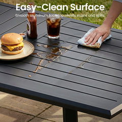 Outdoor All-Aluminum Dining Table with Umbrella Hole for 6-12 Person