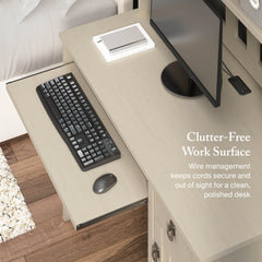 Bush Home Salinas Small Computer Desk with Storage Hutch